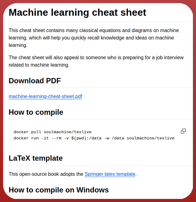 Machine learning cheat sheet with classical equations and diagrams

github.com/soulmachine/ma…