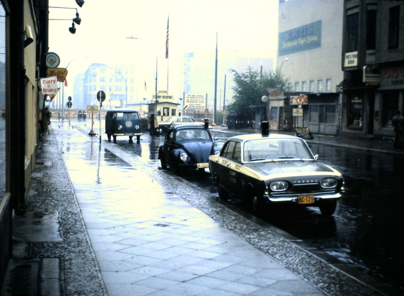 Berlin, Checkpoint Charlie, 29 August 1962. I post photographs taken on my many Berlin visits in the 1950s and 1960s. 180 unique historic street images of East and West Berlin are in my book "Berlin in the Cold War" (Amberley Publishing.). #Berlin