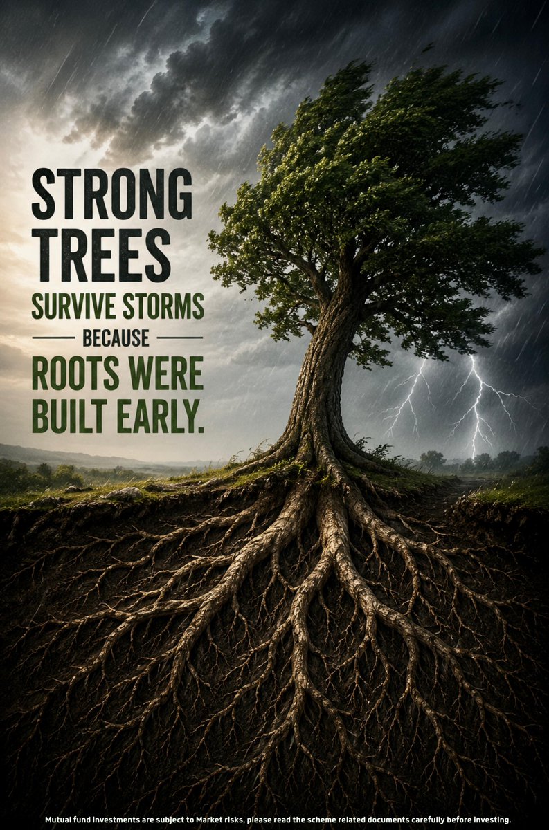 XArthaNivesh's tweet image. "Strong trees survive storms because roots were built early." 🌳⛈️ 

Don't wait for a financial storm. Start your SIP today &amp;amp; build deep roots. 🌱

 #SIP #Wealth