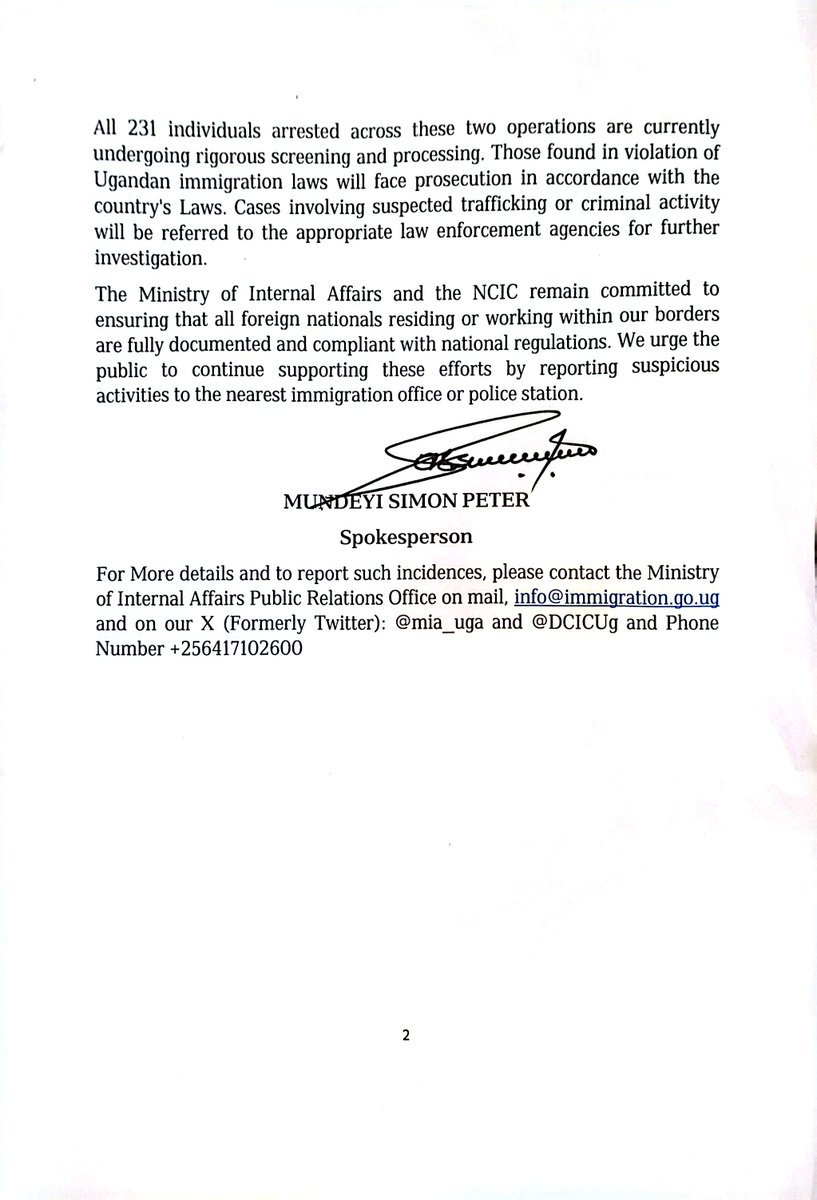 DCICUg's tweet photo. NCIC ENFORCEMENT UPDATE: 231 FOREIGN NATIONALS ARRESTED IN NATIONWIDE CRACKDOWN
The @DCICUg has arrested 169 varied foreign nationals in a Bukoto apartment for among others illegal gaming  and scamming operations. 62 Nigerian nationals were earlier arrested in Adjumani District https://t.co/WBKRiFg27u