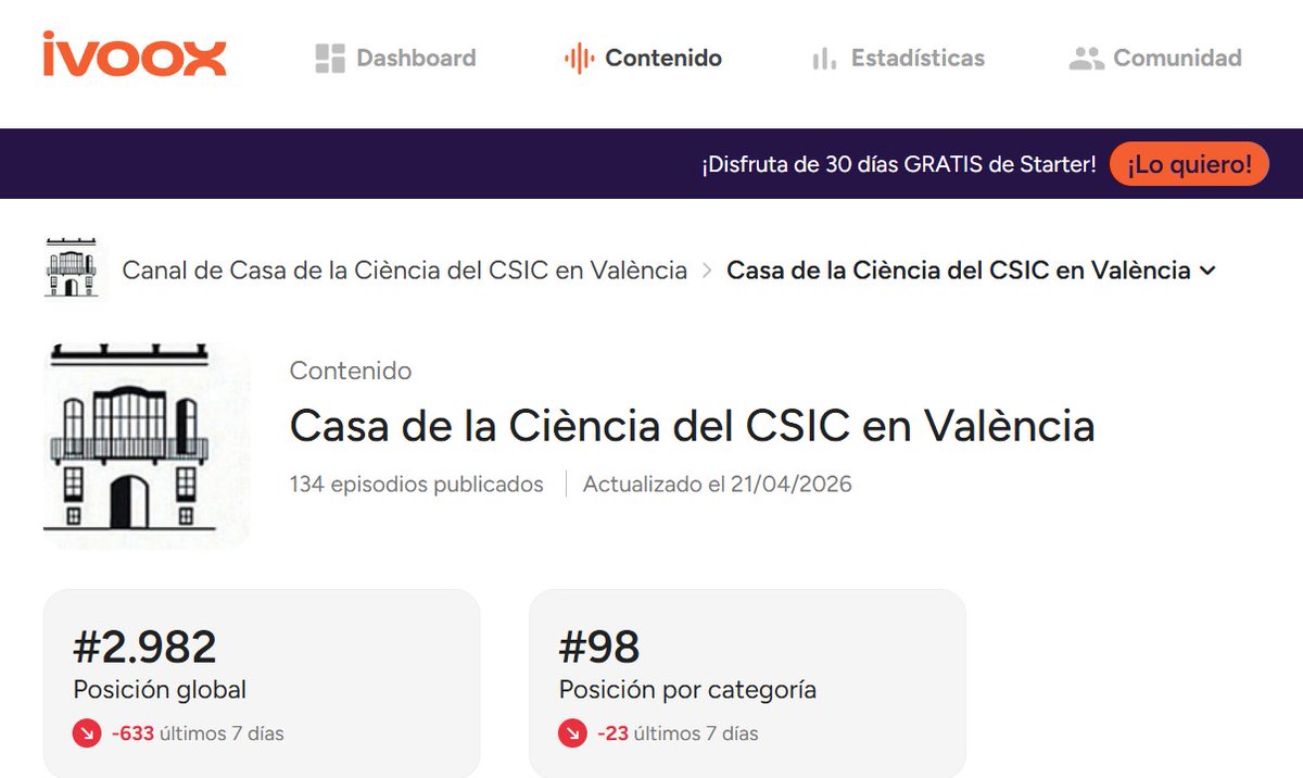 CSICval's tweet image. Aprovecha mientras trabajas, haces deporte o cualquier actividad, para escuchar las conferencias de la Casa de la Ciencia del @CSIC en València, por nuestro canal de Ivoox.

ivoox.com/podcast-casa-c…

#CSICval_divulga #ciencia 

@CSICdivulga @CienciaGob @GVAeducacio @generalitat