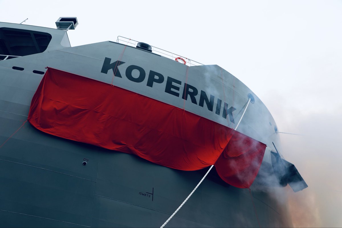 ChipolbrokCom's tweet photo. Today we celebrated the naming ceremony of our new vessel MV Kopernik. She is the 8th ship in our 62,000 DWT series. Named after Mikołaj Kopernik, she proudly carries a name linked with innovation and discovery. https://t.co/z1qEo40iqR