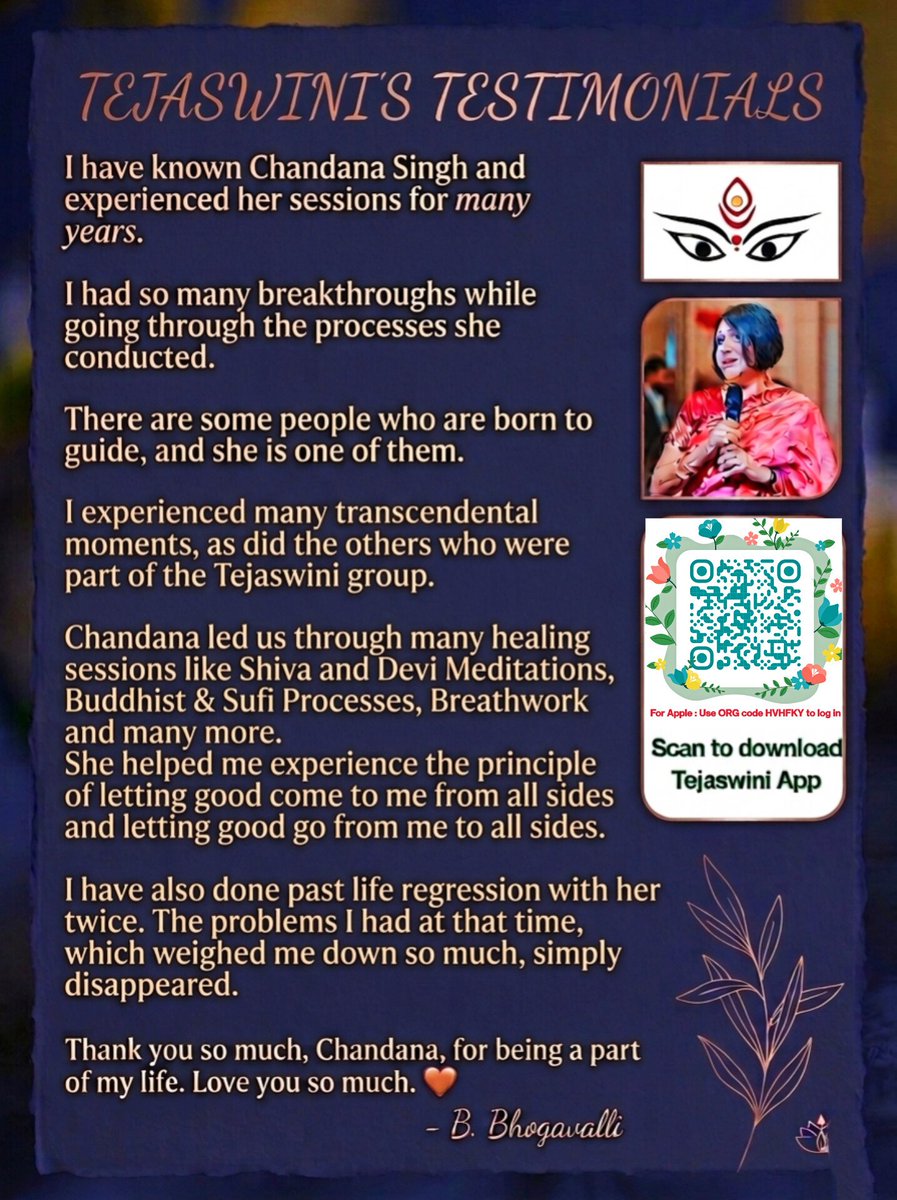 Tejaswini Transformations – 3 ✨

​"There are some people who are born to guide." 

​A beautiful soul shares how Meditation, Reiki &amp;  Past Life Regression cleared the burdens of the past making space for good to flow from all sides.

​Join the journey: 
classplusapp.com/w/tejaswini/co…