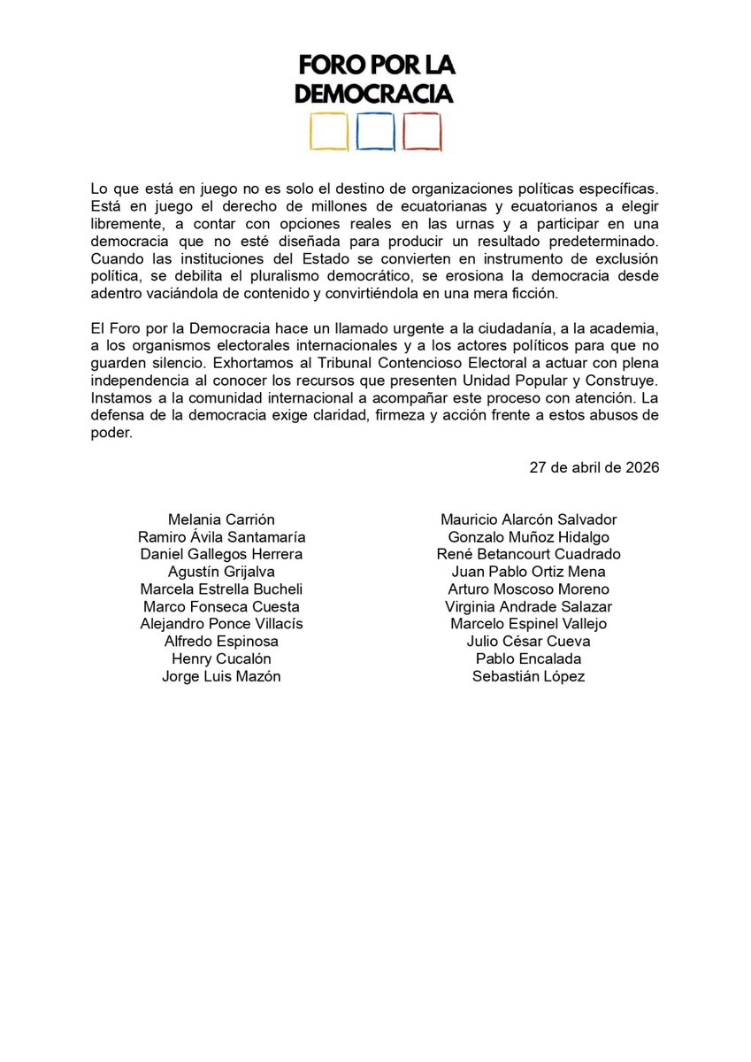 dan_gahe's tweet photo. El Foro por la Democracia, sobre los últimos acontecimientos en el ámbito electoral: https://t.co/oSUjMp2Kgf