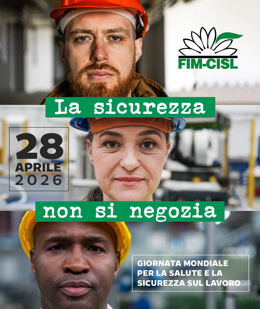 FIMCislStampa's tweet photo. 🟢 Giornata mondiale per la salute e la sicurezza sul lavoro.
La tutela della salute, delle persone, degli ambienti di lavoro, delle comunità che ospitano le imprese, è un valore non negoziabile.

#fimcisl #lavoro #sicurezza #giornatamondialesaluteesicurezza https://t.co/BOCFQHlWSM