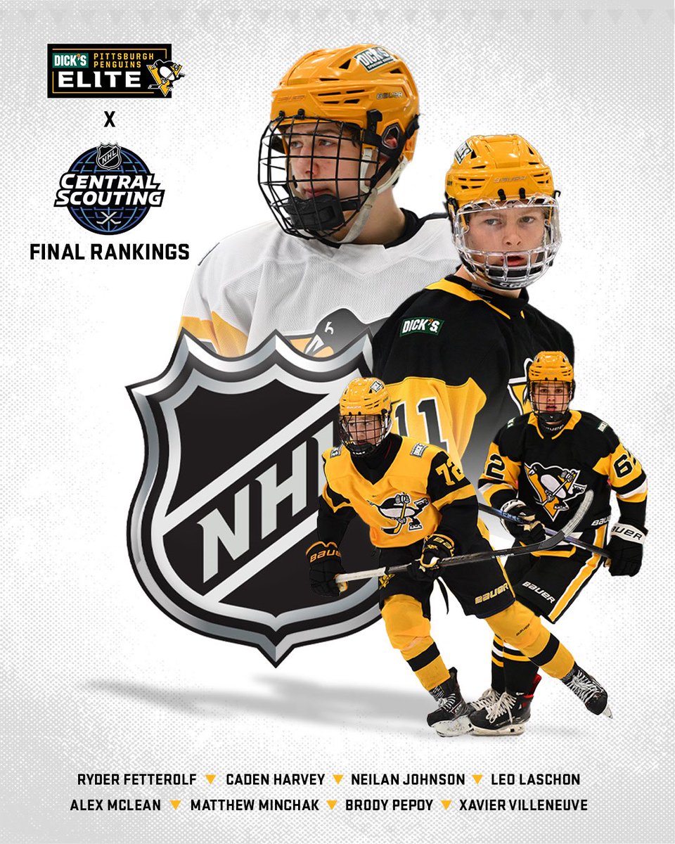 PghPensElite's tweet photo. 8️⃣ Pens Elite alumni are listed in the final NHL Central Scouting Rankings for the 2026 Draft!

#LetsGoPens https://t.co/leCoCgZna1