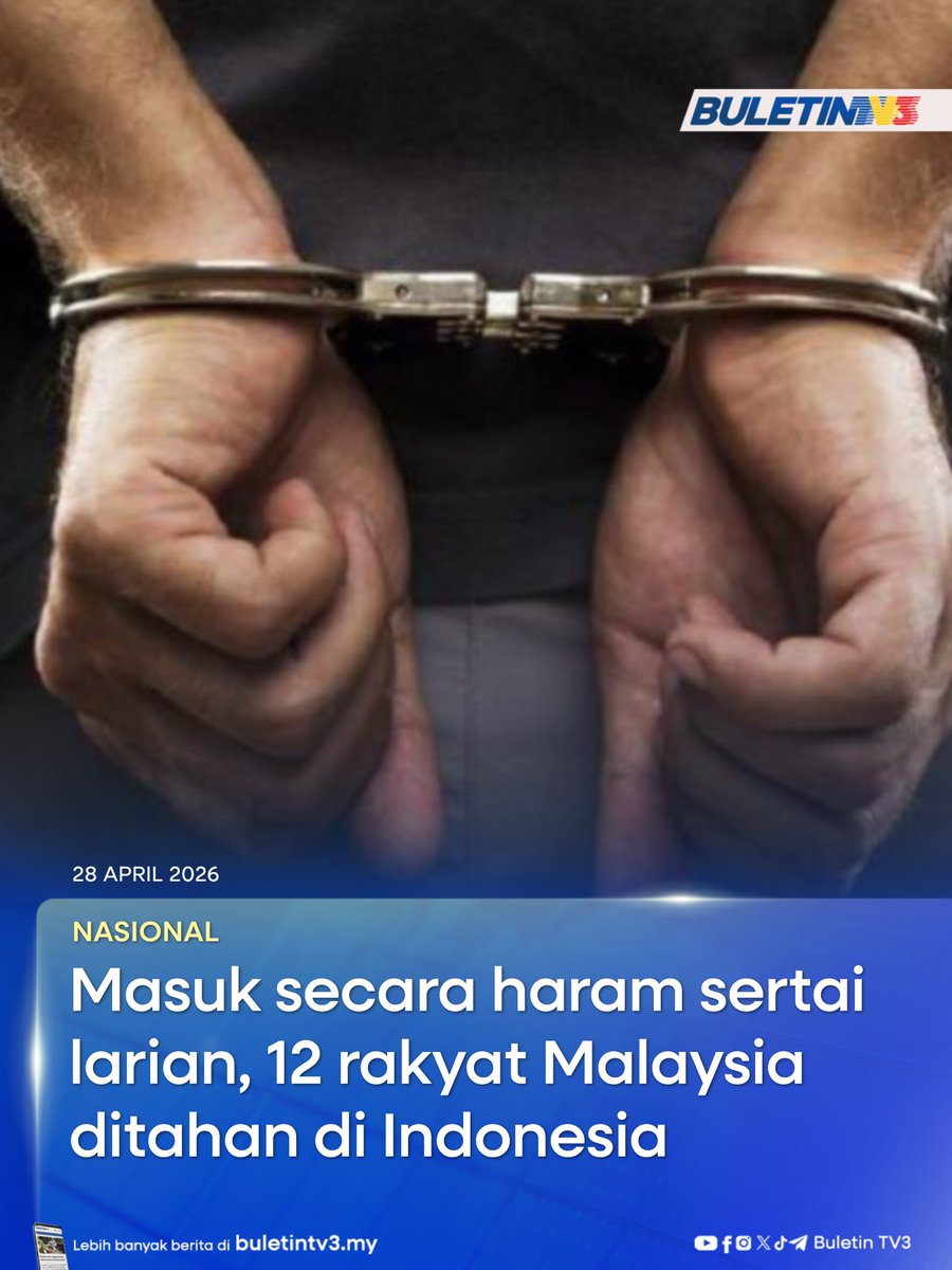 BuletinTV3's tweet image. NASIONAL | Tindakan 12 rakyat Malaysia menyusup masuk ke Indonesia melalui laluan tidak sah semata-mata ingin menyertai larian santai pada hujung minggu lalu, berakhir dengan penahanan mereka oleh pihak berkuasa negara jiran itu.

#BuletinTV3 #Sebatik #Indonesia