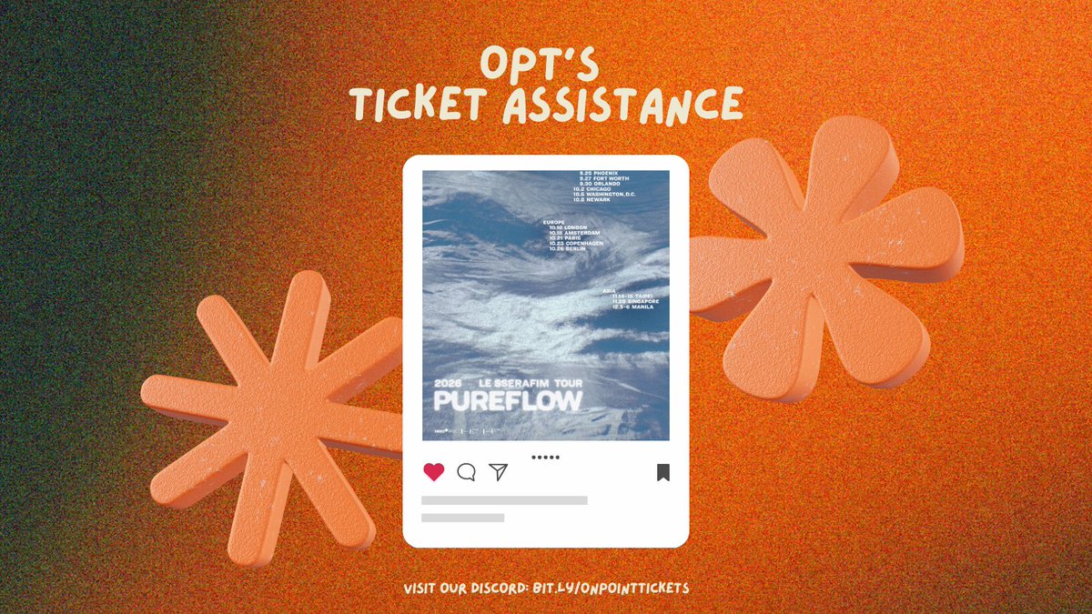 onpointticket's tweet photo. 🎟️ LE SSERAFIM IN MANILA! – Let us secure your tickets!

Safe, trusted, and hassle-free.

✅ Tickets under your name & account
✅ Transparent, proven service
✅ Hundreds of happy clients

⚠️ Note: While we give 100% effort, tickets are not guaranteed as they depend on the official site's system.

DM us to be assisted!
Join our Discord: https://t.co/kLRC2kTmjR
