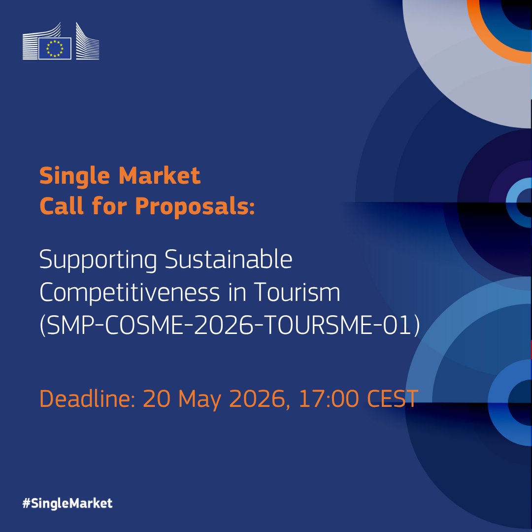 EU_EISMEA's tweet image. 🔔Our #SingleMarket call on tourism is still open!

It aims to strengthen the global competitiveness of European tourism by supporting innovation, quality upgrades, digitalisation, &amp;amp; sustainable value creation.

💶Available budget: €6.9 M

Apply by 20/05: link.europa.eu/7Mx4Fm