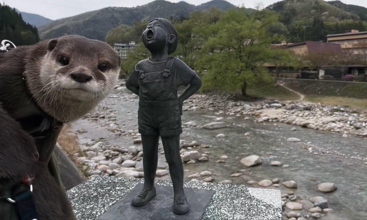 この像を見たアティさんの真顔がジワる。
It’s a monument that even an otter would find puzzling.