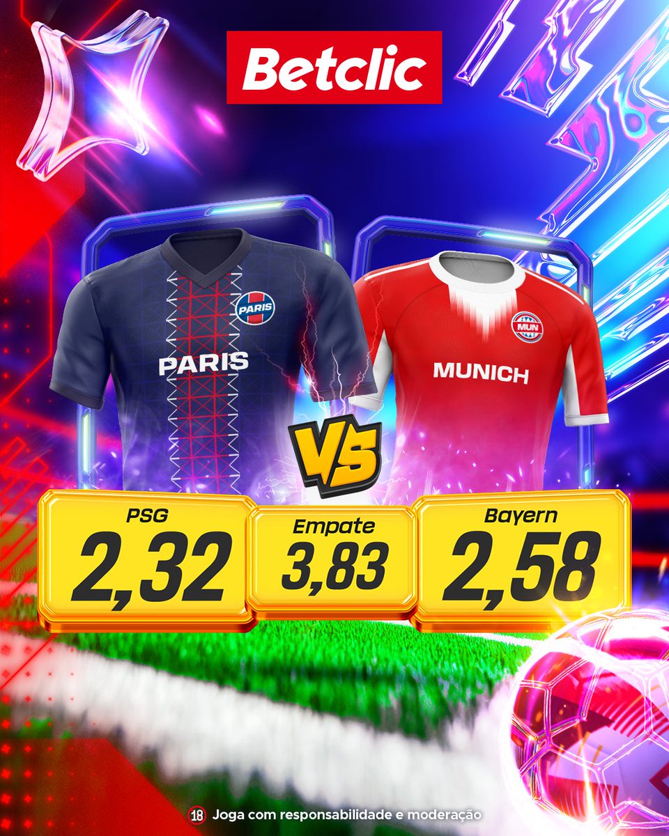 🔥⚽ Hoje temos final antecipada na UCL! Sorteio de 200€ em Freebets para 20 pessoas.

- Segue a <a href="/BetclicPortugal/">Betclic Portugal 🔞</a>
- Dá RT + Like
- Acerta no total de golos + um dos marcadores + #ChampionsBetclic e o teu Username

1 comentário por pessoa.
Passatempo termina às 20:00.