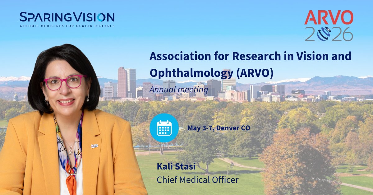 SparingVision's tweet image. Our CMO Kali Stasi will be at the ARVO annual meeting, the leading global event in ophthalmology and vision research.
📍May 3–7, Denver, CO
💬 Feel free to reach out if you’d like to connect!
#ARVO2026 #Ophthalmology #Innovation