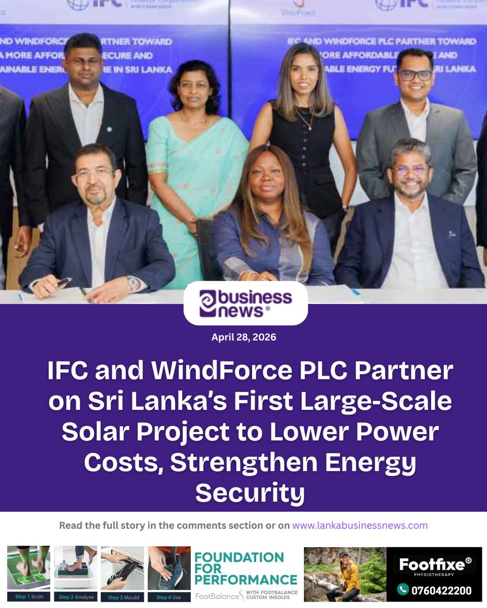 lbnbusinessnews's tweet image. IFC and WindForce PLC Partner on Sri Lanka’s First Large‑Scale Solar Project to Lower Power Costs, Strengthen Energy Security
#IFC #WindForcePLC #Solar #EnergySecurity