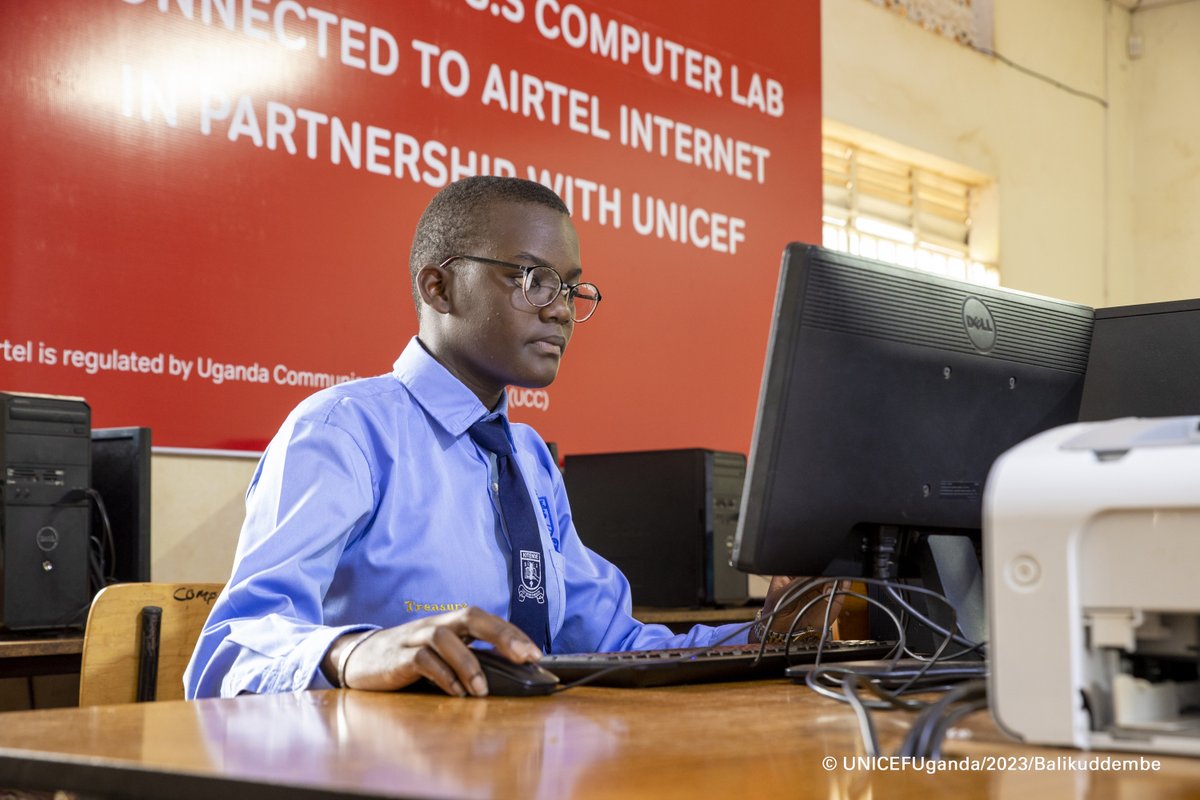 UNICEFUganda's tweet photo. Annually on 23 April, the world celebrates International #GirlsInICT Day.  

From Kampala to Karamoja, girls in Uganda are stepping into digital spaces—but gaps in access, skills, and safety remain.  

Let’s ensure every girl can learn, create, and lead. #InvestInUGchildren https://t.co/DAB6XwcAM5