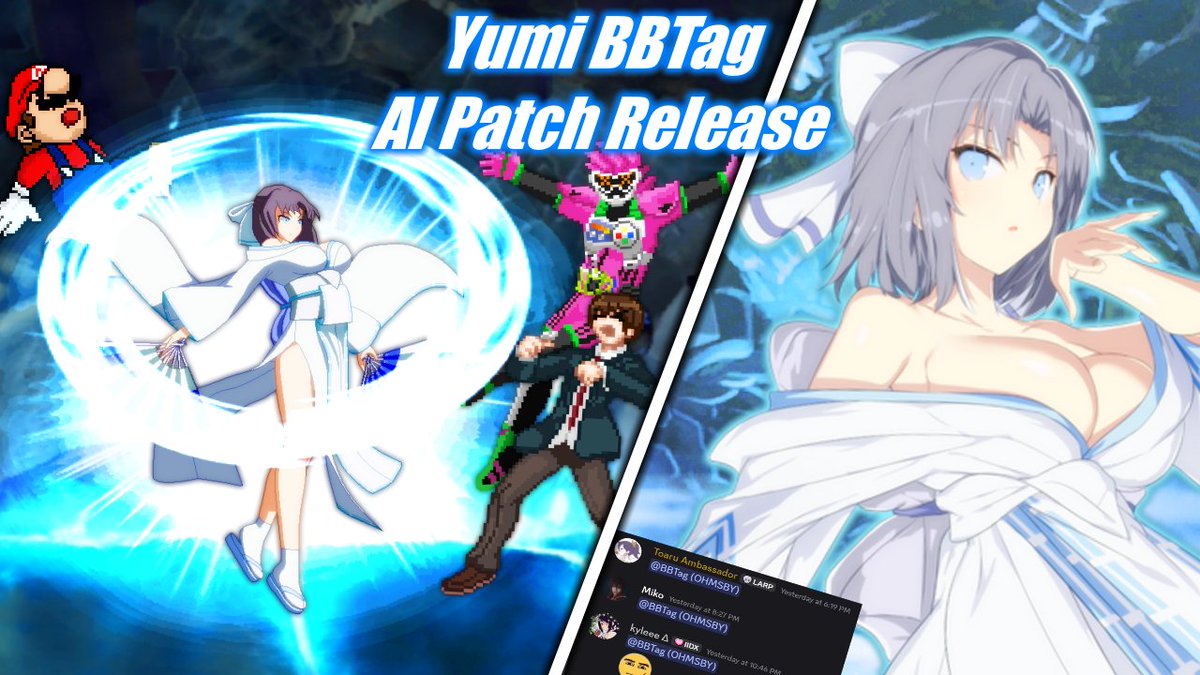 DaMarioMemer's tweet photo. #MUGEN更新情報
AI Patch for OHMSBY's Yumi Released. Requested by a good friend of mine years ago. Yumi's one of the more balanced BBTags overall.
Link: https://t.co/jnuwnrhsEy https://t.co/lEm87pVUbN