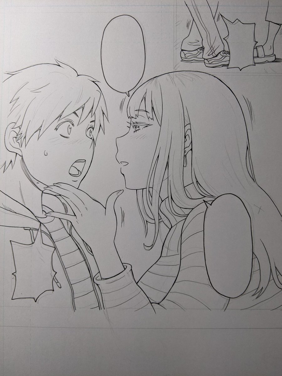 ようやくペン入れ作業開始。 今回は完成したネームを担当編集さんにダメ出しやアドバイスをもらいかなり描き直したので時間がかかってしまった…けど色々勉強になったしいつもより新鮮な気持ちで作業出来そう。 