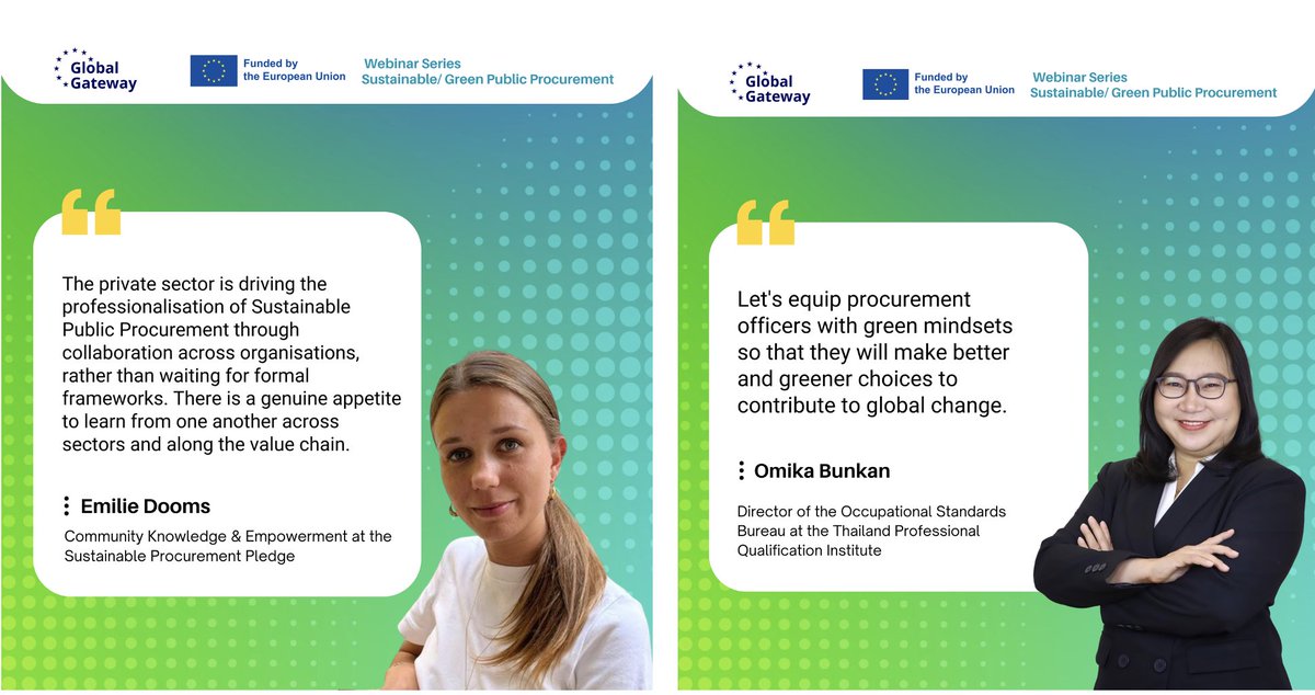 switchasia's tweet photo. How can Asia turn 🌱🛒 green procurement from ambition into action? It starts with people and the skills behind the system. Today’s webinar focused on moving beyond one-off trainings toward building a 💼 professional, skilled workforce that can deliver sustainable public procurement in practice. 🗣️ Key takeaways @switchasia @EU_Partnerships @OECD @ITCILO @Sustainabl28594