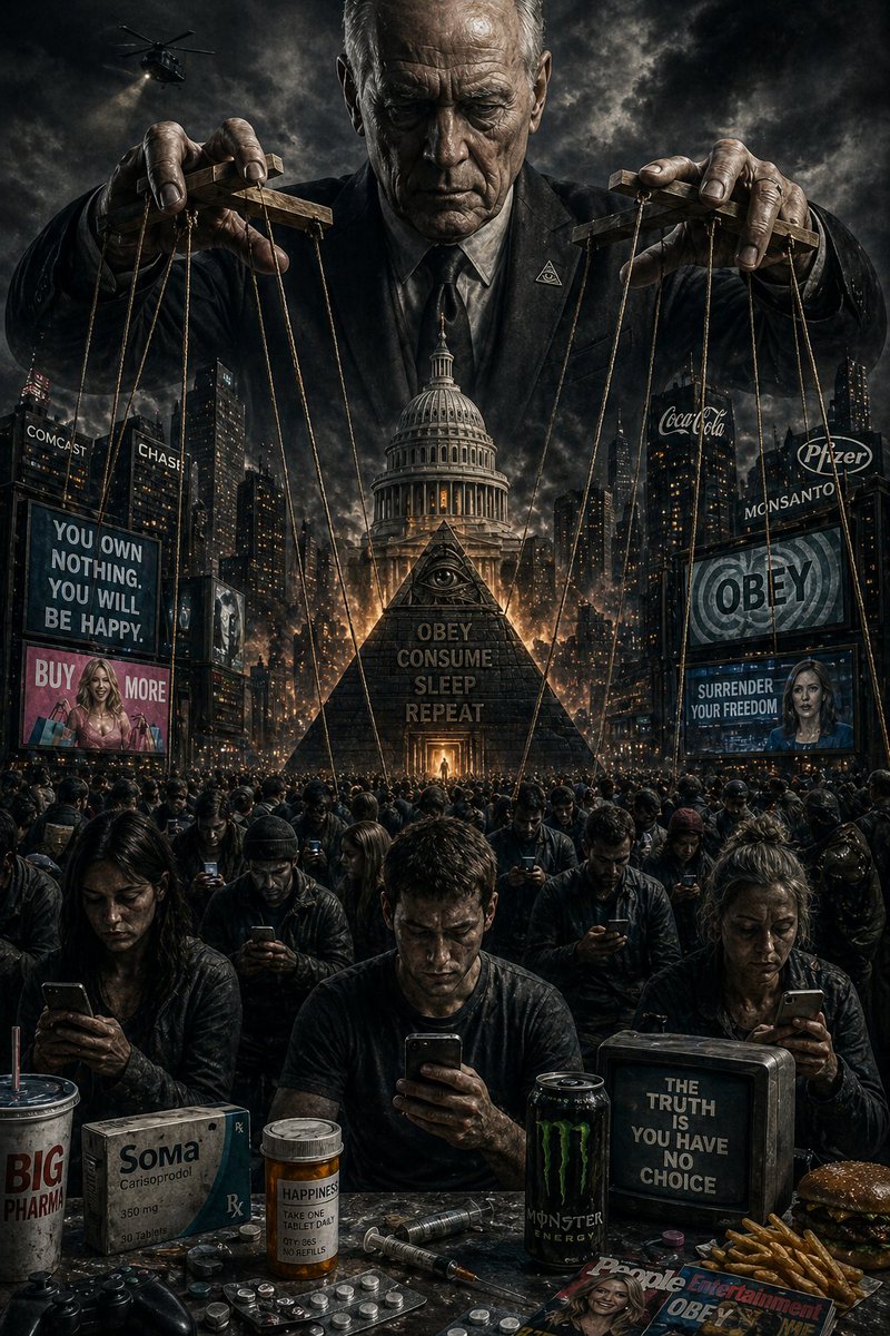 augustbrookz's tweet image. The puppet strings were never hidden. You just had to look up.
Obey. Consume. Sleep. Repeat — or wake up. codexblakk.com 
#ControlledNarrative #WakeUp  #ThinkForYourself #SystemsOfControl #RedPill #MassDistraction #TheGreatReset #ManufacturedConsent #BigPharma