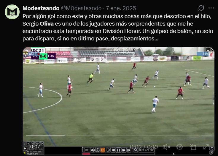 M0desteando's tweet photo. Vamos con ese Alhaurino 4-0 Churriana, en el que @sergio_oliva01 anotó un doblete que supone su décimo gol en la temporada. Un jugador del que ya hablé bastante la temporada pasada en División de Honor y que evidentemente estuvo en mis onces de la temporada. https://t.co/sPYAJraAka