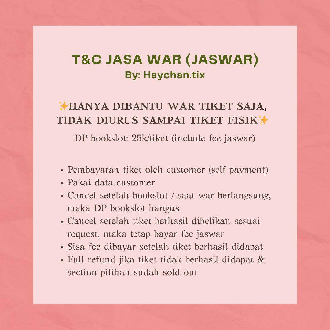 HAYCHANTIX | JASWAR JASTIP TIKET KONSER tweet media
