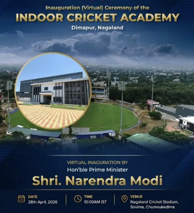 abumetha's tweet photo. The Indoor Cricket Academy in Nagaland, inaugurated by the Hon’ble Prime Minister Shri Narendra Modi, is a state-of-the-art facility and a true game-changer for the development and advancement of cricket in our State.

It is deeply satisfying to witness the realisation of dreams that were sown through years of struggle, perseverance and difficult challenges. Today, Nagaland is a full participant in the national cricket ecosystem. The next step is to groom, nurture and propel our young talents onto national and international platforms.

Grateful to all those who journeyed with us through those challenging years. Only they truly know what it took to reach this milestone.