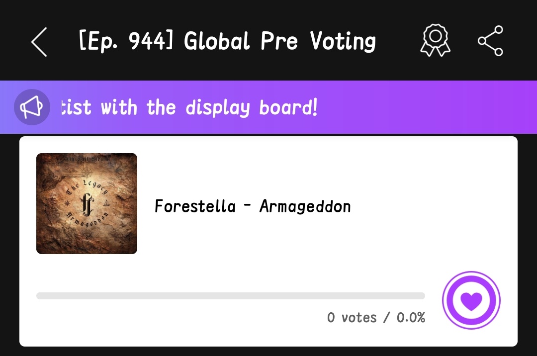 📢 음악중심 사전투표 오픈
Armageddon 이 후보에 올라왔습니다
#포레스텔라 에게 투표해주세요!
뮤빗 어플 깔고 투표하면 됩니다

📢 Soopbyeol vote for #Forestella
Show! Music Core pre voting is open!
Vote on MUBEAT app

⏰ 2026.04.30. 11:00(KST)

🗳️
mubeat.applink.info/tOxdcEkNPW