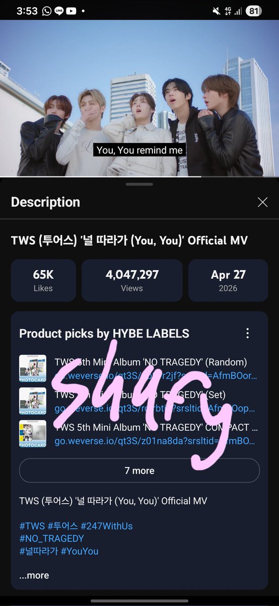 kyunxm1n's tweet photo. 🔗DON'T BREAK THE CHAIN🔗
YOU YOU GOES TO 5M💥‼️

i dare you to stream YOU YOU

💟 tag 5 moots
@dohoonsuroboyo
@dohoonyimup
@raeinblouu @loveyoungzaii @dohooniedo 

#YouYou_Streaming #TWS #247WithUs #투어스
@TWS_PLEDIS https://t.co/3yuOPMpvNu