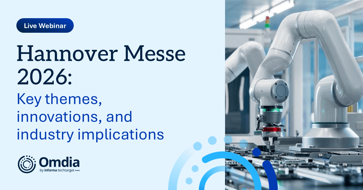 OmdiaHQ's tweet image. Join Omdia's #manufacturing technology and industrial #semiconductor experts for key takeaways from Hannover Messe 2026, covering the trends shaping the next phase of industrial manufacturing.

Webinar: April 30 | 9am BST / 10am CET / 4pm BJT

Register: brighttalk.com/webcast/20732/…