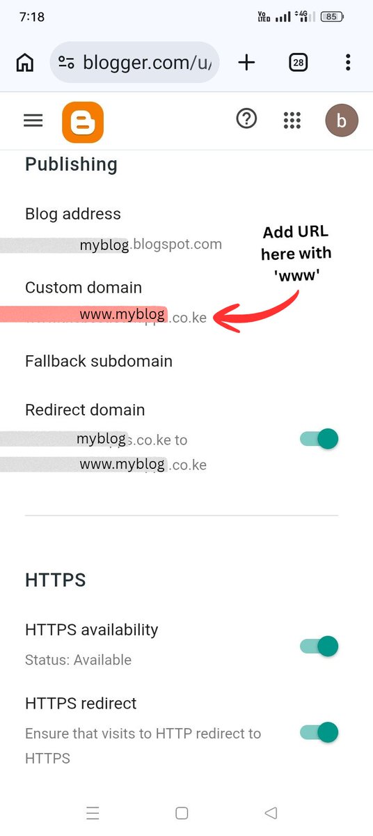 mwabayakatana's tweet image. Still using a .blogspot.com domain?
You’re limiting your blog.
Here’s how to switch to a custom domain in minutes:
• Buy a domain (Namecheap/GoDaddy/etc)
• Blogger → Settings → Publishing
• Add domain (with www)
• Add 2 CNAME + Google A records

Comment  'help'
#blogger