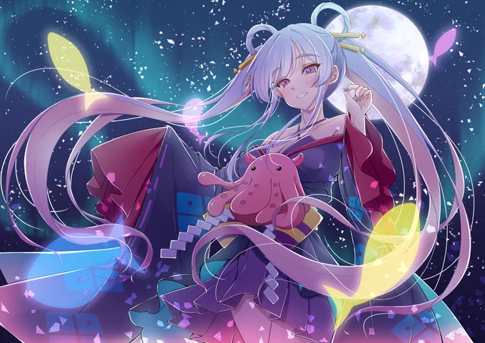 ヤオヨロ～ 超かぐや姫のヤッチョこと月見ヤチヨ描けました! 星降る海イメージな感じでっす #ツクヨミ感謝祭FAN