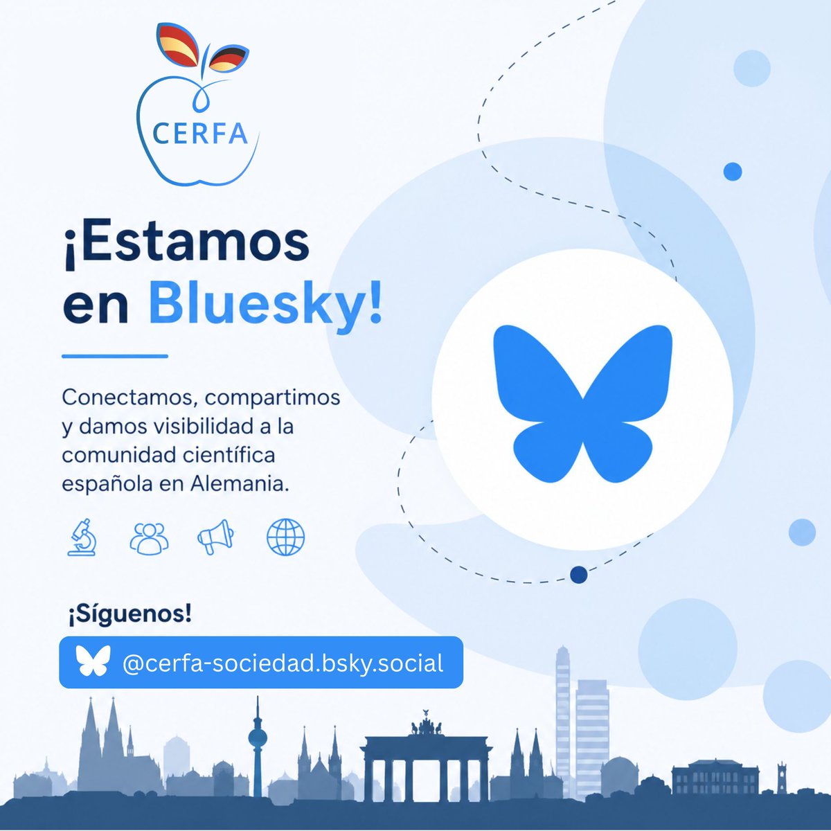 SociedadCerfa's tweet photo. 🚀 ¡Estamos en Bluesky!

En CERFA seguimos creciendo y abriendo nuevos canales para compartir ciencia, eventos y oportunidades con nuestra comunidad.

Síguenos también en Bluesky para no perderte nada 👇
🔗 https://t.co/gmEwaQxYbV 

¡Nos vemos por allí! 🦋

#CERFA #Bluesky https://t.co/gYZtgNjZd8