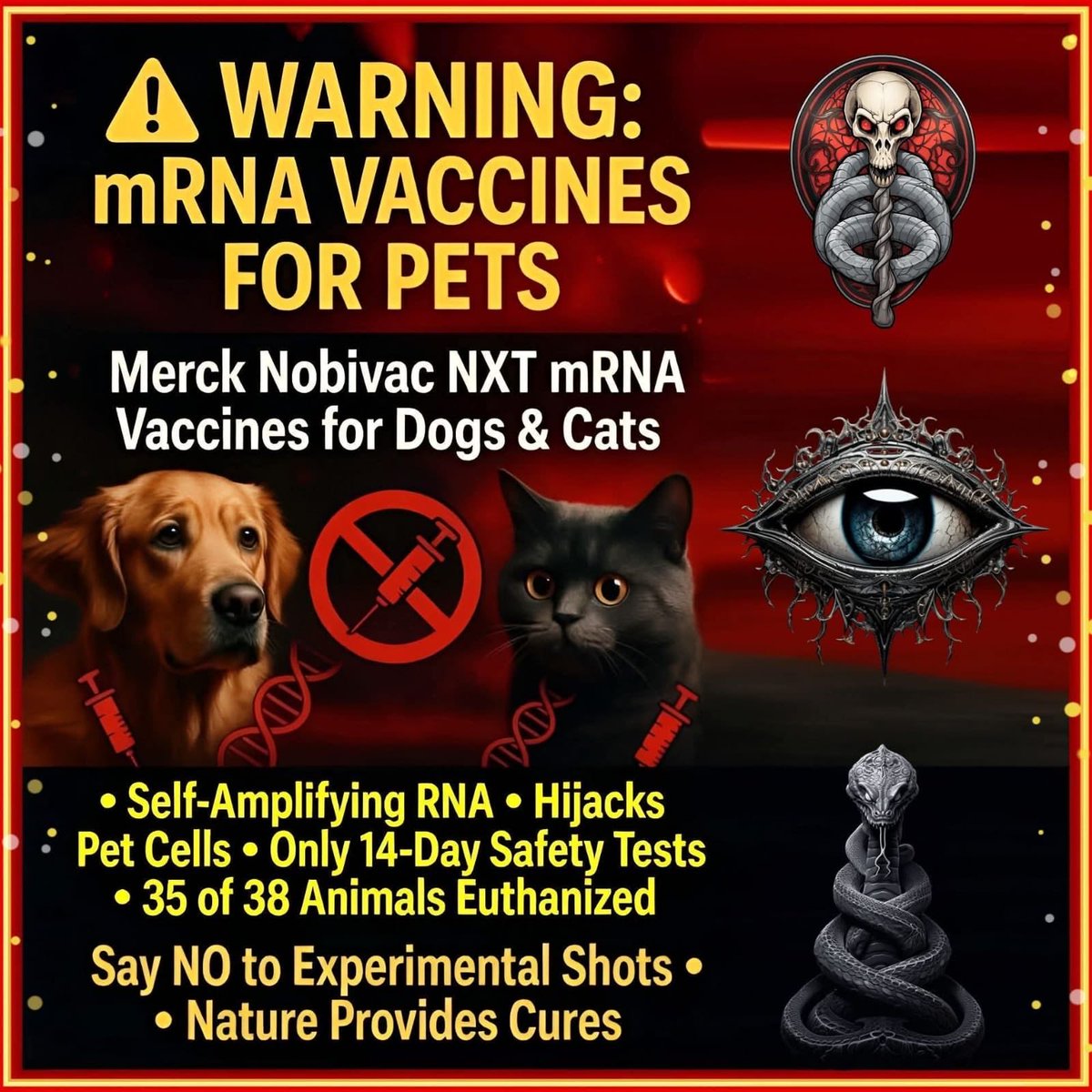ABridgen's tweet image. Now they are coming for our pets !
MRNA vaccines for cats and dogs. Bib Pharma are desperate as very few people will take the shots now themselves. The beast still needs feeding.