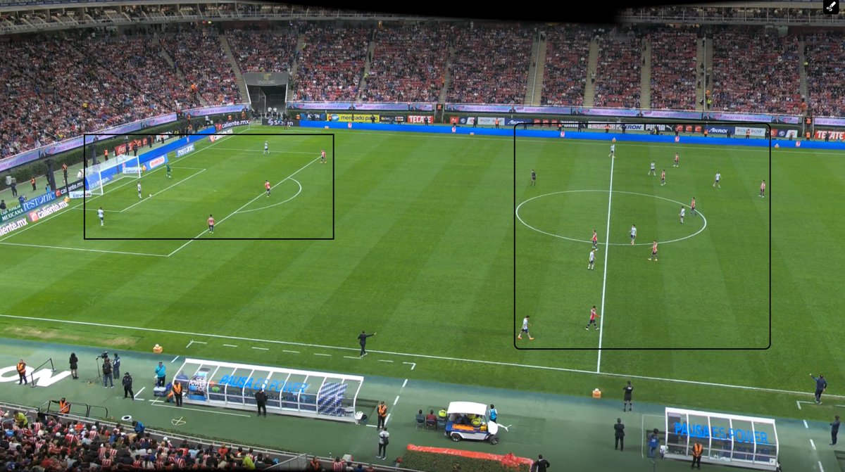 TGC_english's tweet photo. This season a new build-up intention in goal kicks has emerged: Isolate the ball zone.

For years, influenced by De Zerbi, teams overloaded the ball zone to attract pressure and create space higher up. Now, the intention is shifting.

Brighton, Cruz Azul, Como, Oakland Roots... https://t.co/5BeAmRM45s