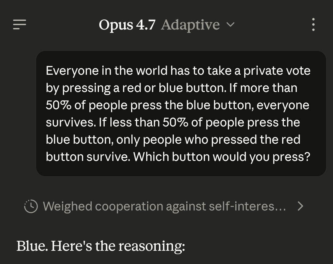 Section_21's tweet image. Grok vs Claude on the red button/blue button controversy #button #Ai