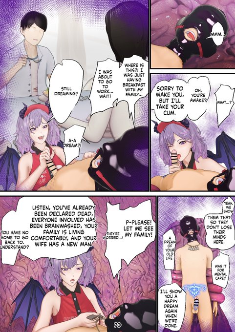 A young human man who has been stripped of his home, family, and job, and is now being used as a semen tank for succubi. 