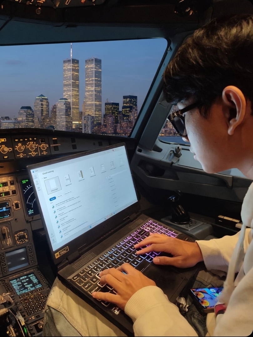 anak itb! di pesawat pun masih harus ngelaprak😭