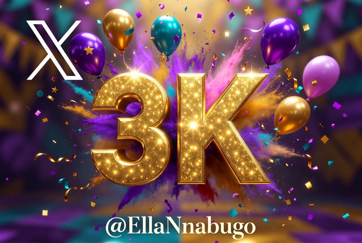EllaNnabugo's tweet image. 🎉 **3K Followers!** 🎉

We just hit 3,000 on X! 🥳

Thank you for every like, comment, and follow. your support means everything. 

Here’s to more growth and good vibes ahead .
#3k #milestone