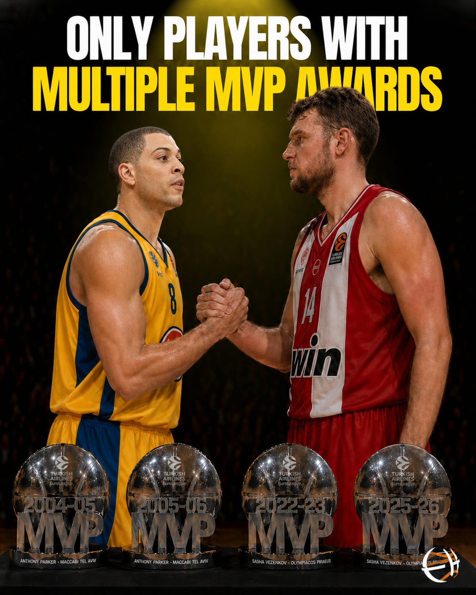 Sasha Vezenkov and Anthony Parker are the ONLY players to have won multiple EuroLeague season MVP awards 🏆🔥