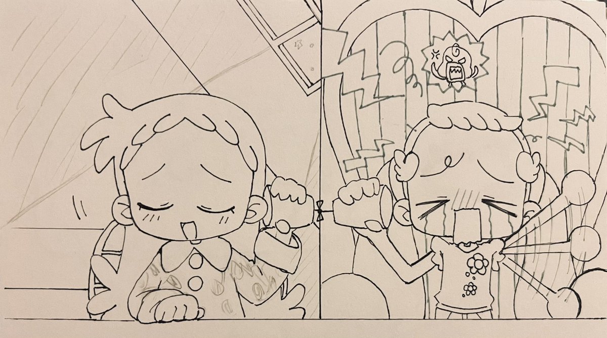 線画出来たんだけどハナちゃんの画面だけ騒がしすぎる😂