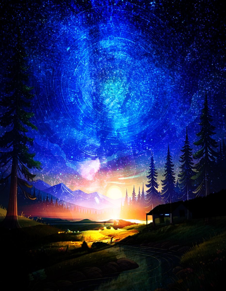 sanrotasu0216's tweet image. Town of Meteor Showers  Thị trấn mưa sao băng
#AI #PS #Adobe