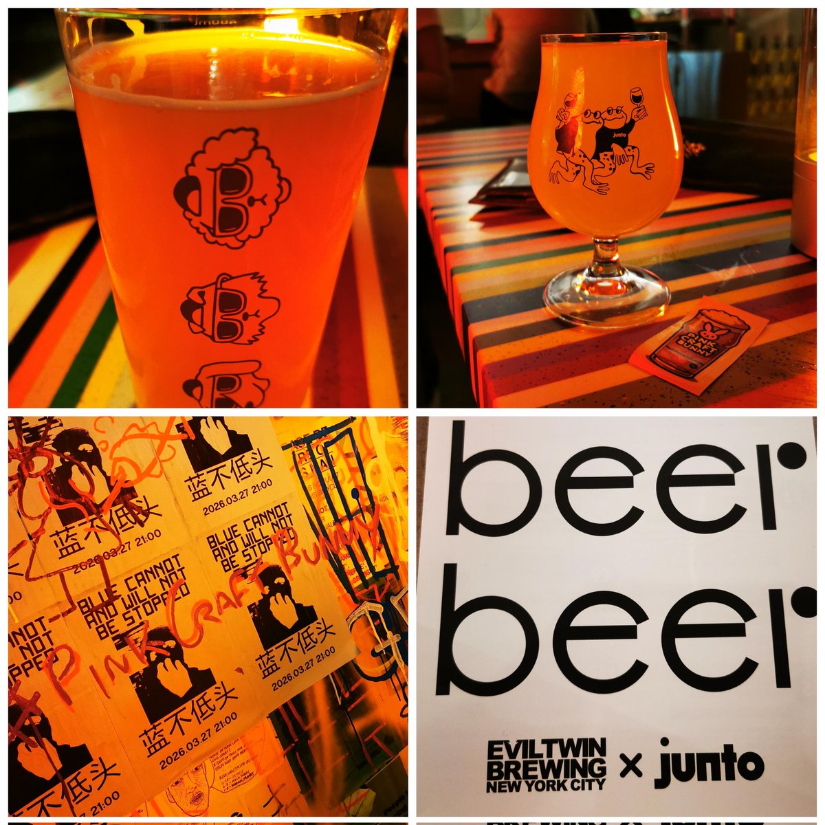 PinkCraftBunny's tweet image. From the opening event to the closing night—Junto smashed it 🍺🔥
The Evil Twin takeover was next level. Big, bold, experimental beers and a top atmosphere throughout.
Even scored a free glass 😏
#ShanghaiCraftBeer #EvilTwinBrewing #CraftBeer