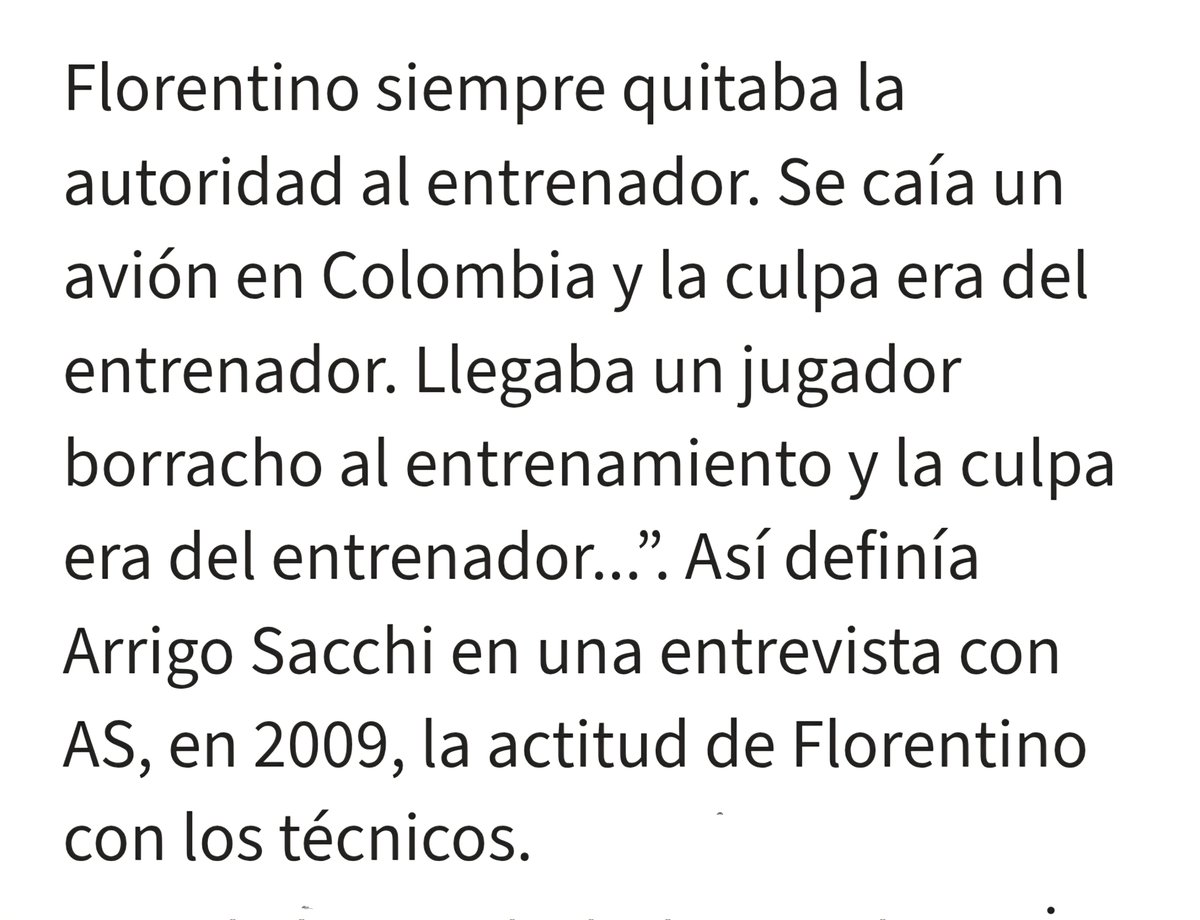Sacchi explicando su experiencia de 2005 con Florentino Perez. Igual que pasa ahora le echaba la culpa de todo al entrenador como haria cualquier aficionado random.