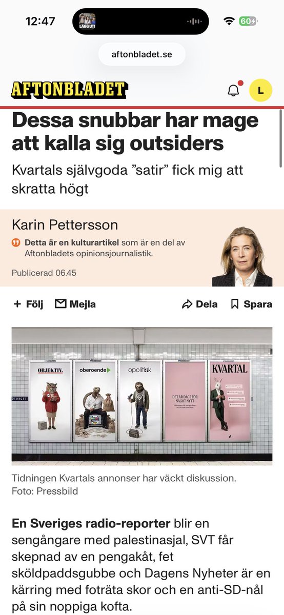 Har svenska 08 journalister någonsin varit så kränkta som efter <a href="/kvartalet/">Kvartal</a> kampanj? 

Sverige har 3 stora ägare av media som kontrollerar det mesta du läser och hör på nyhetsplats.  

Kvartal Fokus Bulletin 100% gör det inte. 

Gissa varför MSM hatar sociala medier och de små