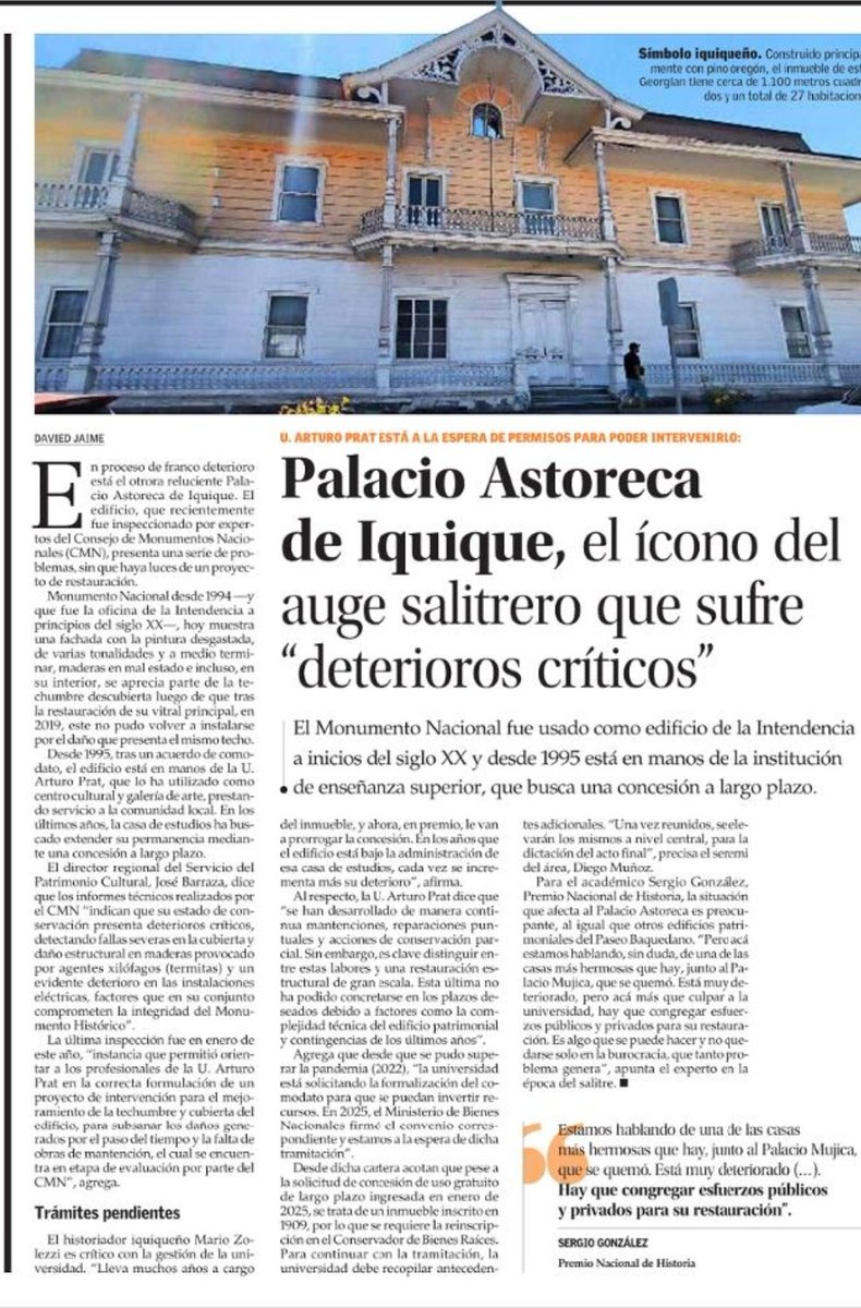 LucyOli89870359's tweet photo. En los últimos años nos hemos acostumbrado a verlo abandonado siempre con mendigos en su zagúan, con su pintura reflejo de un presupuesto que nunca llegó, con una vecina que desentona en el paseo histórico y que le recuerda el destino de las propiedades que se incendian #Iquique https://t.co/HvLlQuqHaG