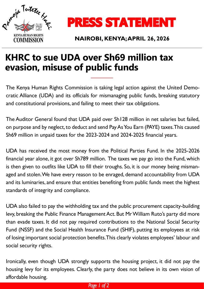 KHRC tweet media