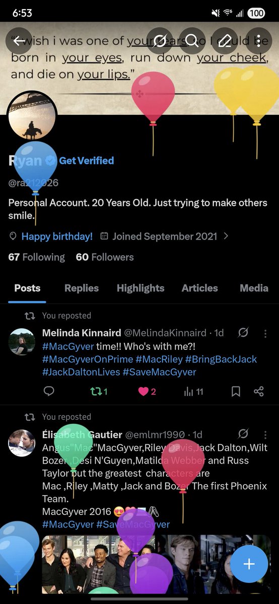 I've got Balloons 

The big 21 🤗

#SaveMacGyver