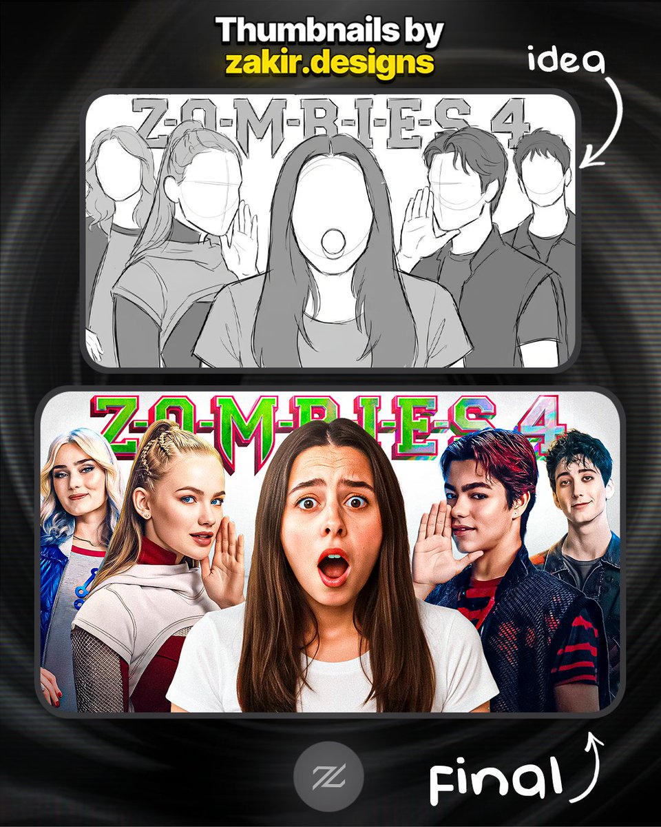 zakirrdesigns's tweet image. Started with a simple idea, meeting the cast + hidden secrets.
Built into a thumbnail using reactions, whispers, and curiosity to create drama.
Designed to make you click instantly. 
.
#thumbnail #thumbnails #youtubethumbnail #thumbnailsforedits #thumbnaildesign