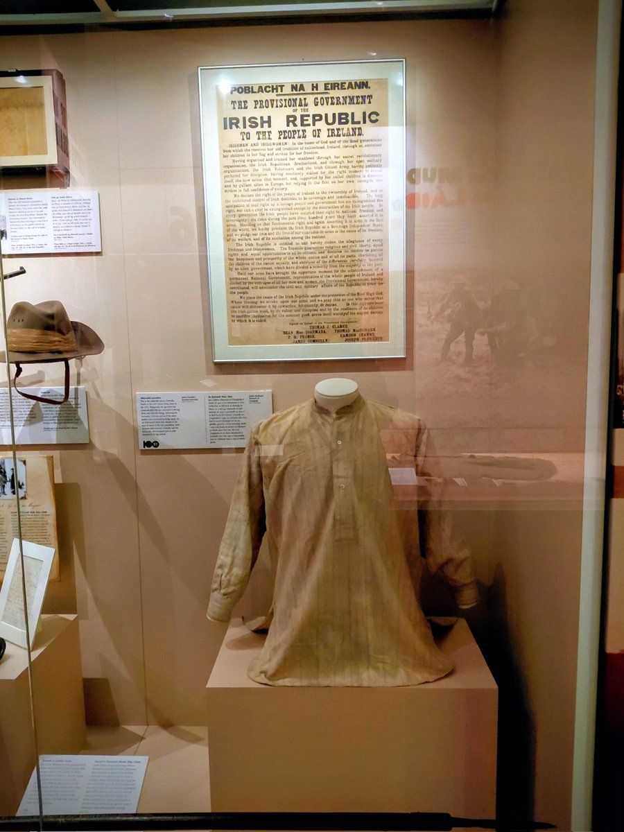 nicolatobias's tweet image. On the 26th April 1916 the Easter Rising went into the third day &amp;amp; the battle raged.  Here's James Connolly's shirt and Patrick Pearse's hat. My 📷 taken in the excellent @NMIreland @1916Relatives @pearsemuseumOPW @MOF1916 @LissadellHouse @DublinMilitary #Dublin 💚