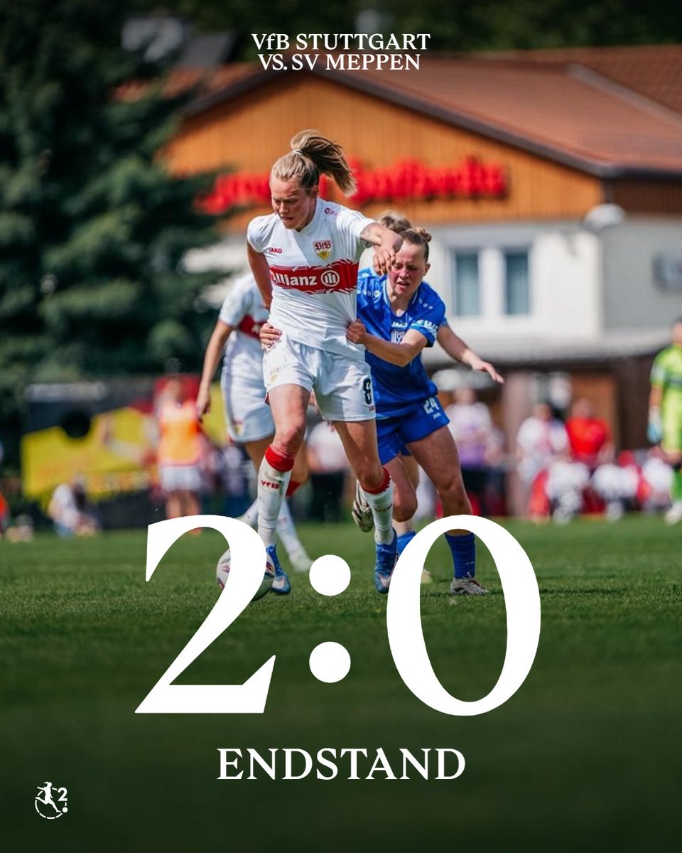 VfB_Frauen's tweet photo. ⏹️ Spielende! Wir behalten im Aufstiegsrennen drei wichtige Punkte in Cannstatt. Maxi #Rall legt in Hälfte zwei noch einen Treffer per Kopf gegen den SV Meppen nach (55.). Das war enorm wichtig, Mädels! ⚪🔴👏

VfB Stuttgart 🆚 SV Meppen 2:0
#VfBFrauen | #VfB | #VfBSVM | #2FBL https://t.co/gYs2WqgVnM