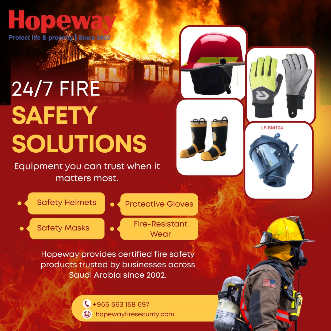 HopewaySafety's tweet photo. Are you fully protected against fire risks? 🚒🔥

Choose certified safety equipment designed to save lives and protect property anytime, anywhere. 

✔️ Safety Helmets
✔️ Protective Gloves
✔️ Safety Masks
✔️ Fire-Resistant Wear

Trusted since 2002. Your safety starts here.

📞 +966 563 158 697
🌐 https://t.co/jzWNaibKb4

#SaudiArabia #KSA #SaudiBusiness #SaudiIndustry #SaudiMarket #Riyadh #Jeddah #Dammam #MadeForSaudi